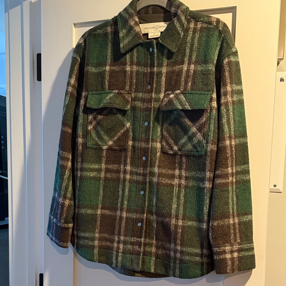 Green and Brown Plaid Shacket